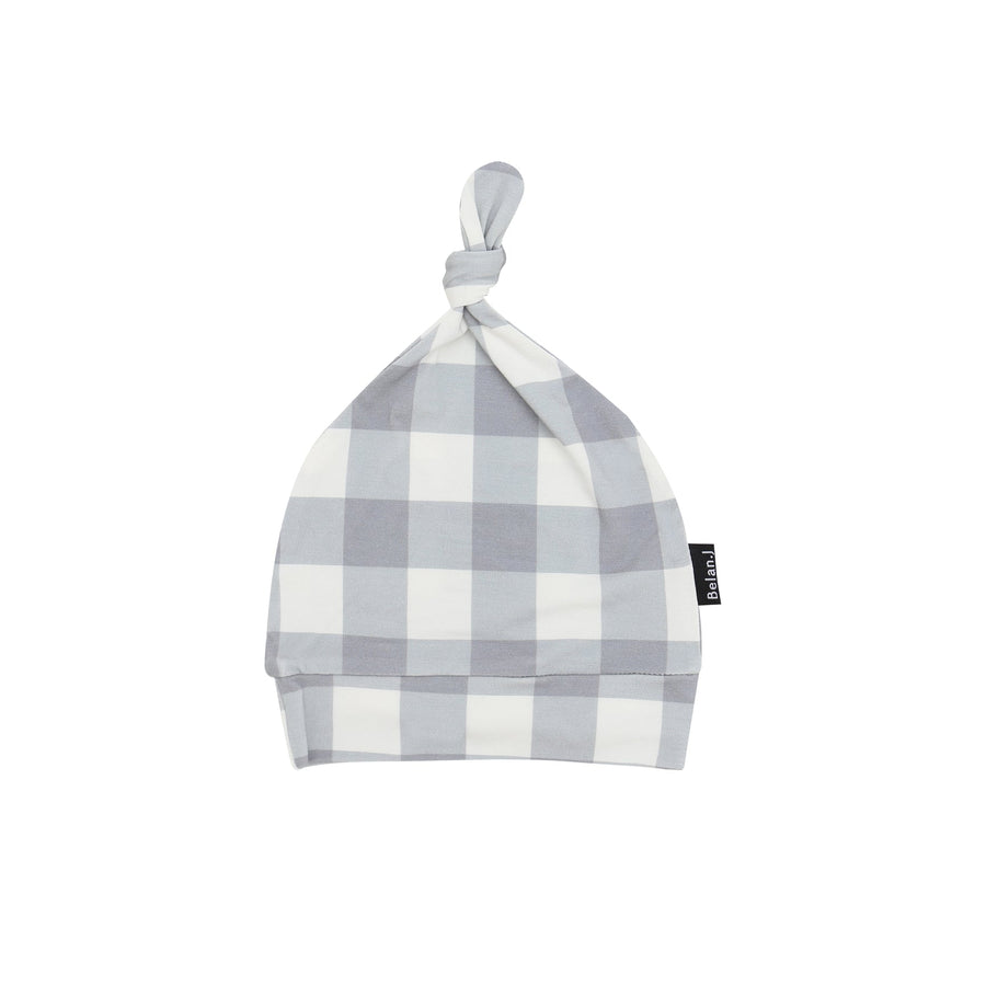 Knotted Hat - Denim Plaid