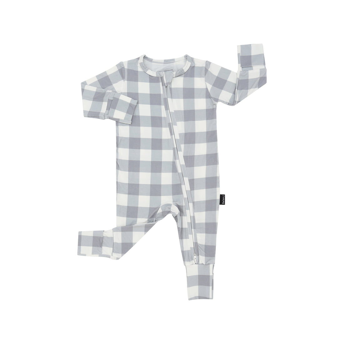 Footless Sleeper with Fold-over Cuffs - Denim Plaid