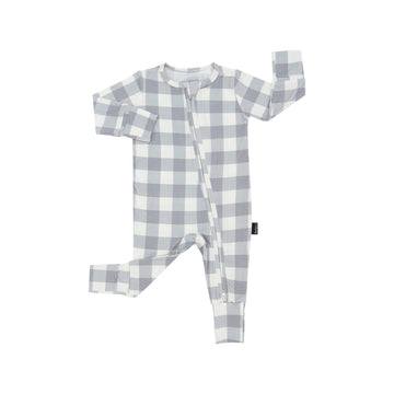 Footless Sleeper with Fold-over Cuffs - Denim Plaid