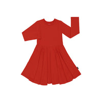 Long Sleeves Twirl Dress - Santa Red