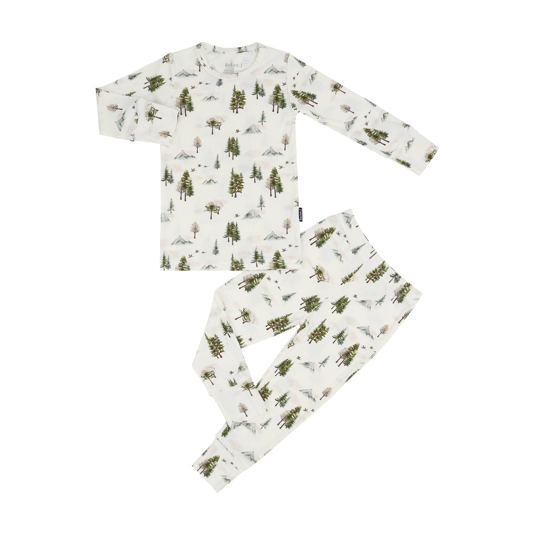 Ribbed Bamboo L/S PJ Set - Misty Forest