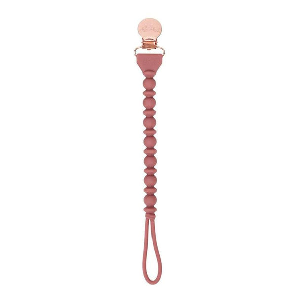 Sweetie Strap Beaded Pacifier Clip - Rosewood