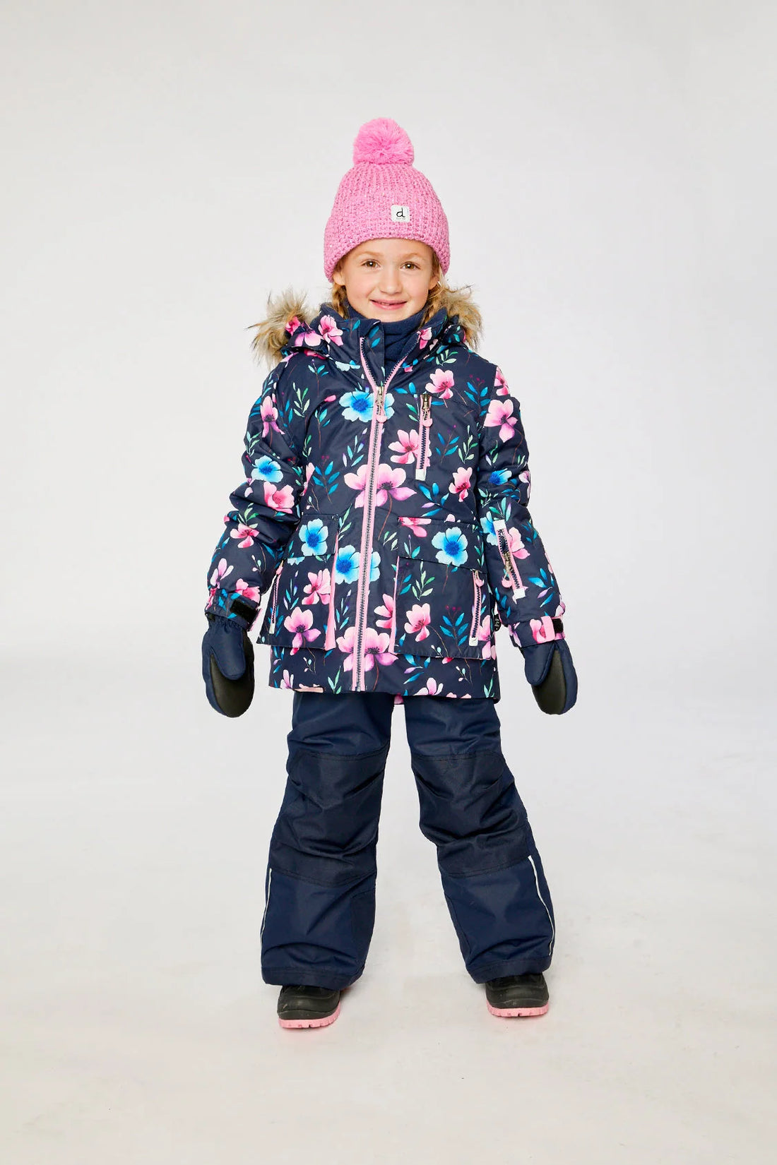 Two Piece Play Snowsuit Blue Floral Print