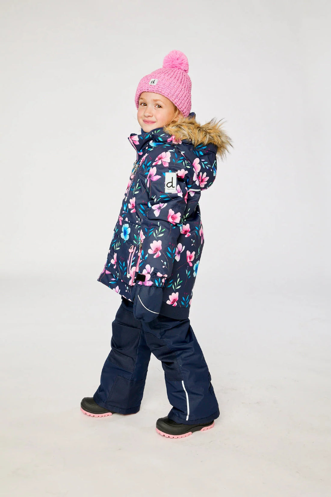 Two Piece Play Snowsuit Blue Floral Print