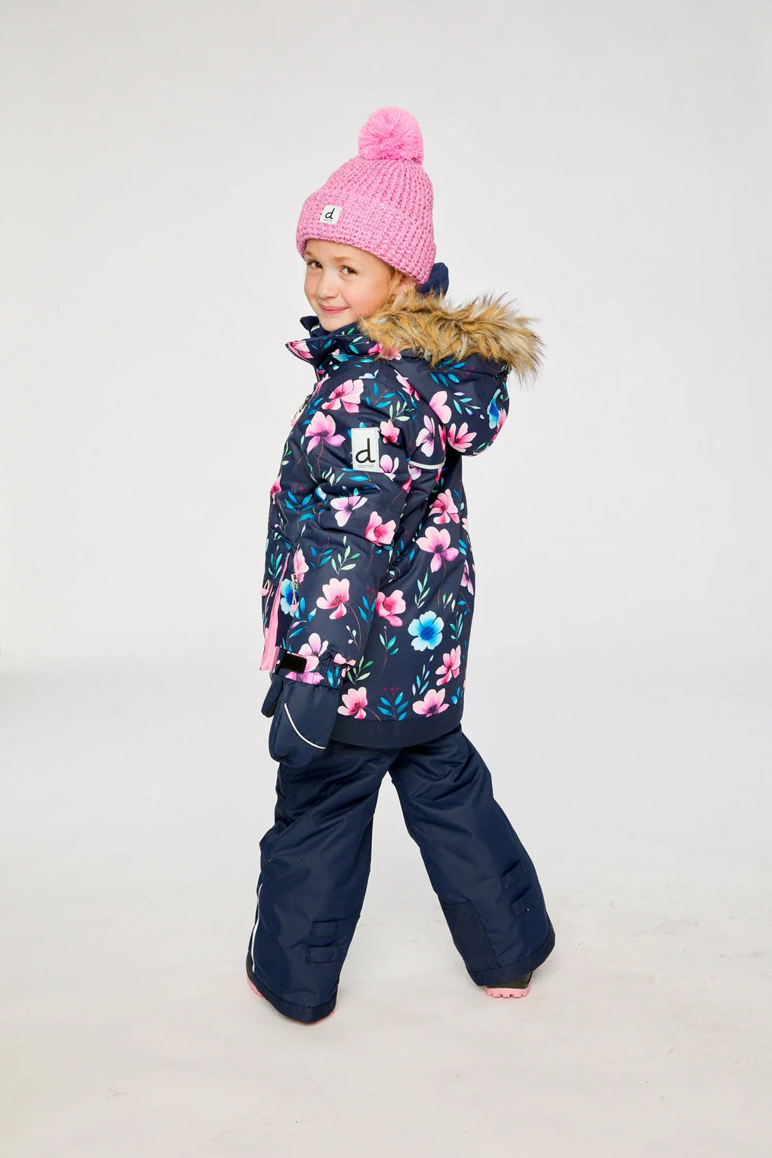 Two Piece Play Snowsuit Blue Floral Print
