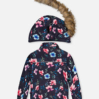 Two Piece Play Snowsuit Blue Floral Print