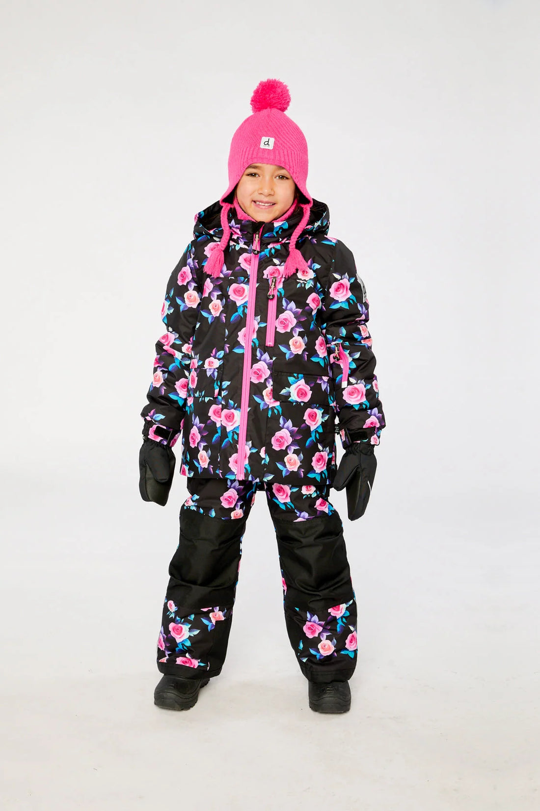 Two Piece Play Snowsuit Black Rose Print