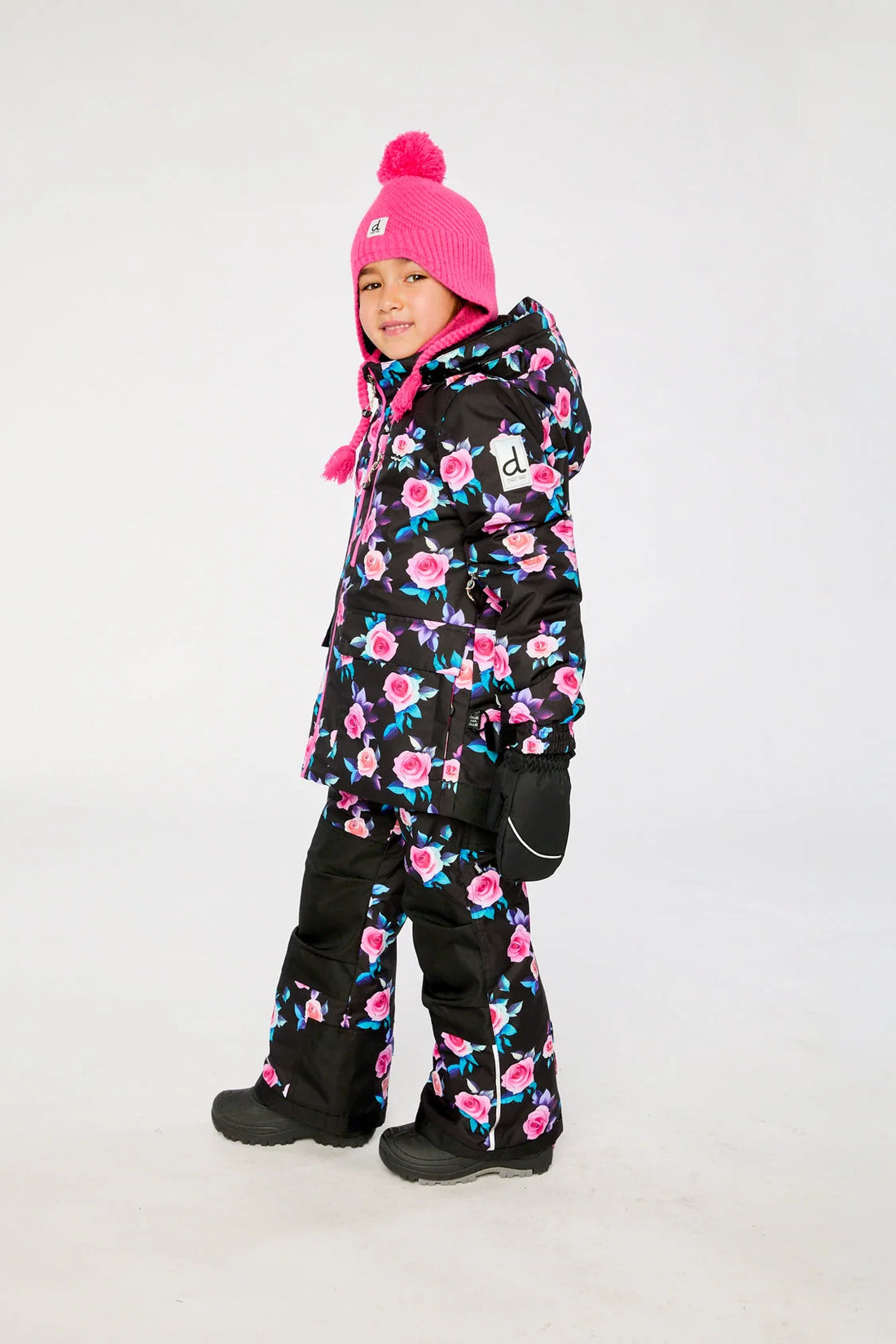 Two Piece Play Snowsuit Black Rose Print