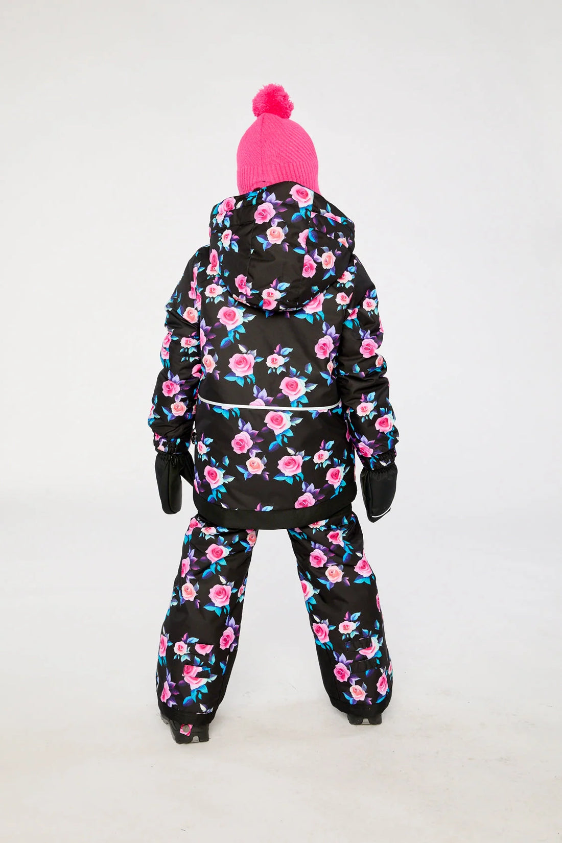 Two Piece Play Snowsuit Black Rose Print