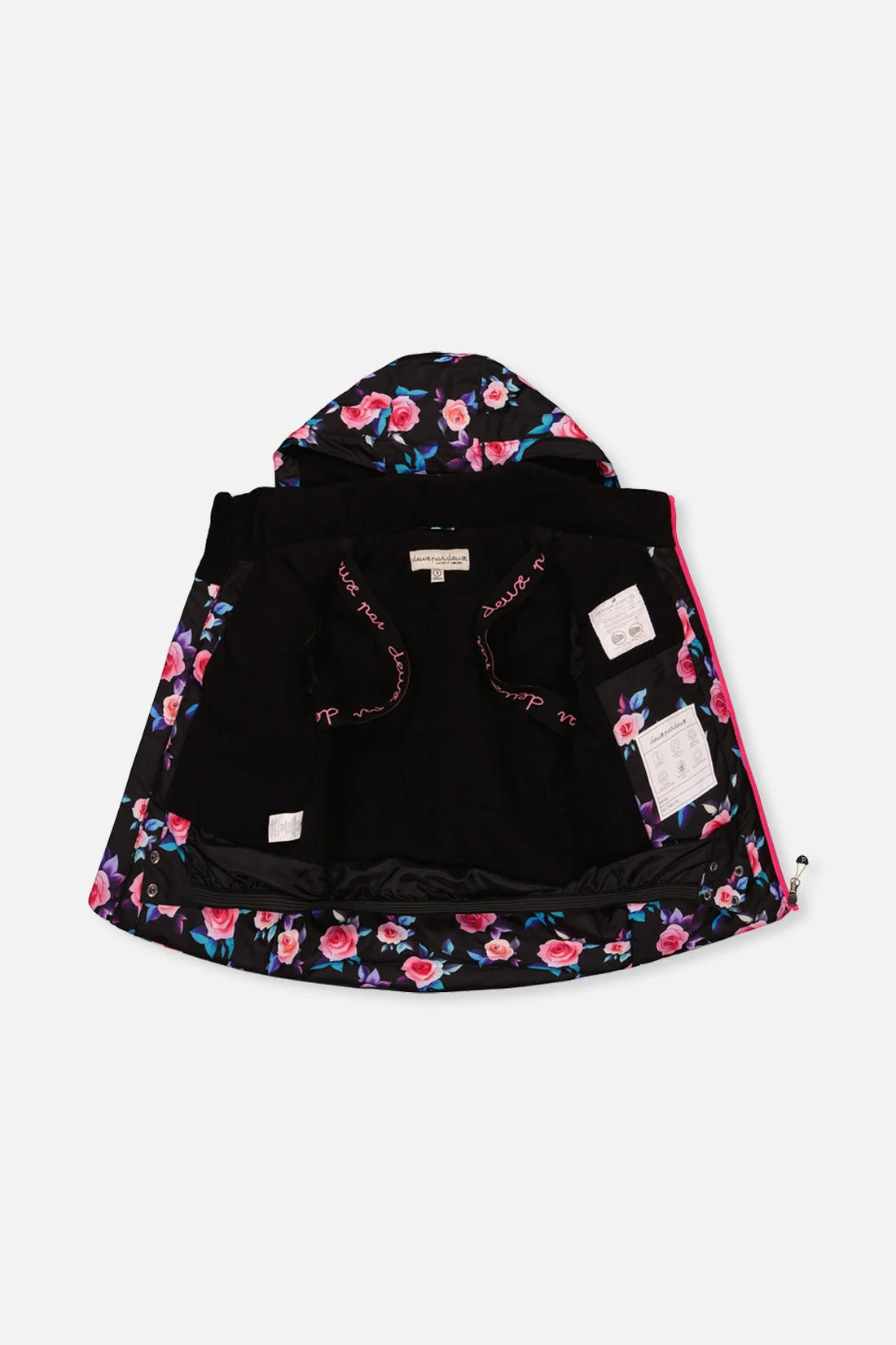 Two Piece Play Snowsuit Black Rose Print