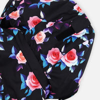Two Piece Play Snowsuit Black Rose Print