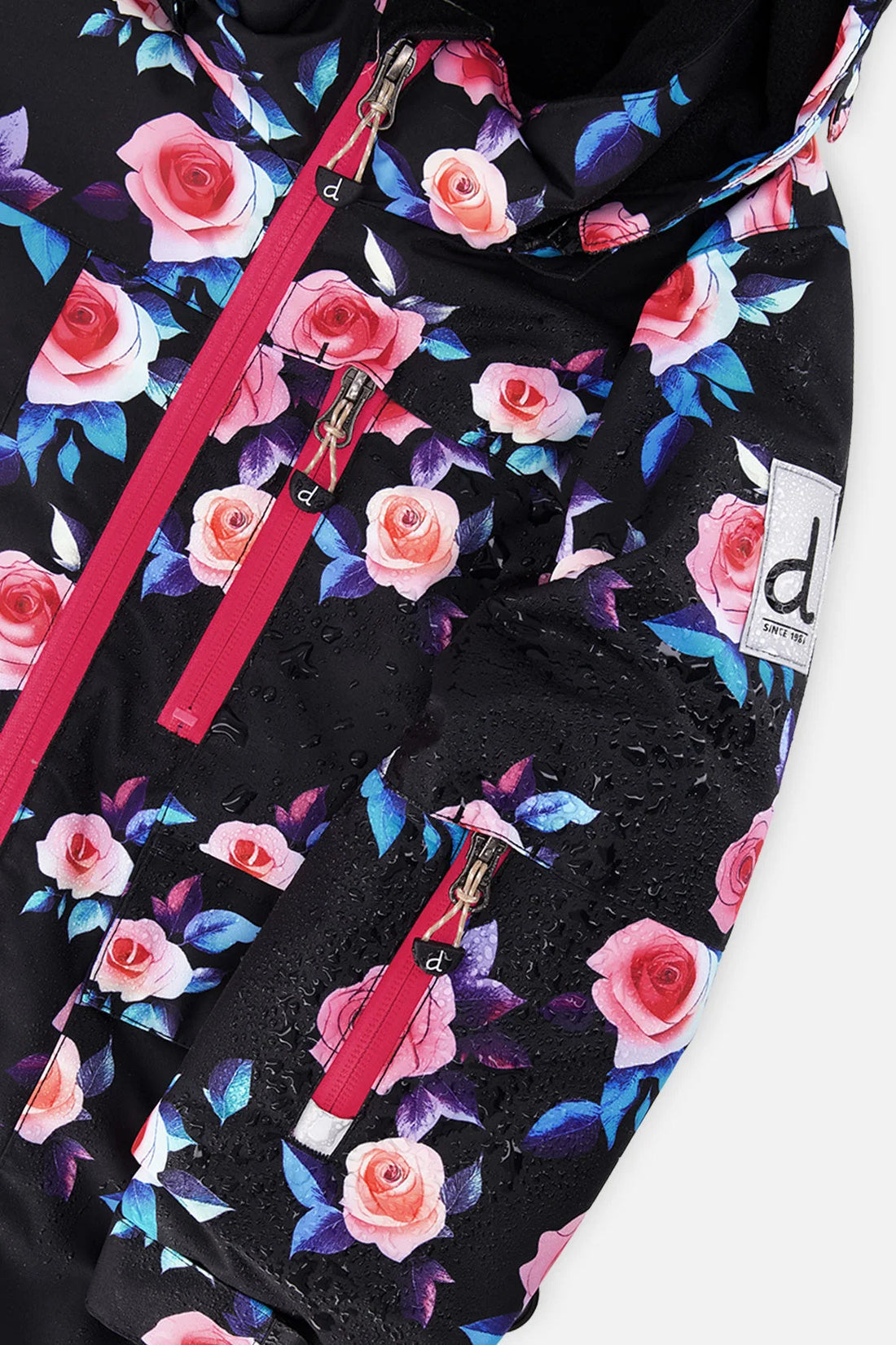 Two Piece Play Snowsuit Black Rose Print