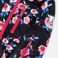Two Piece Play Snowsuit Black Rose Print