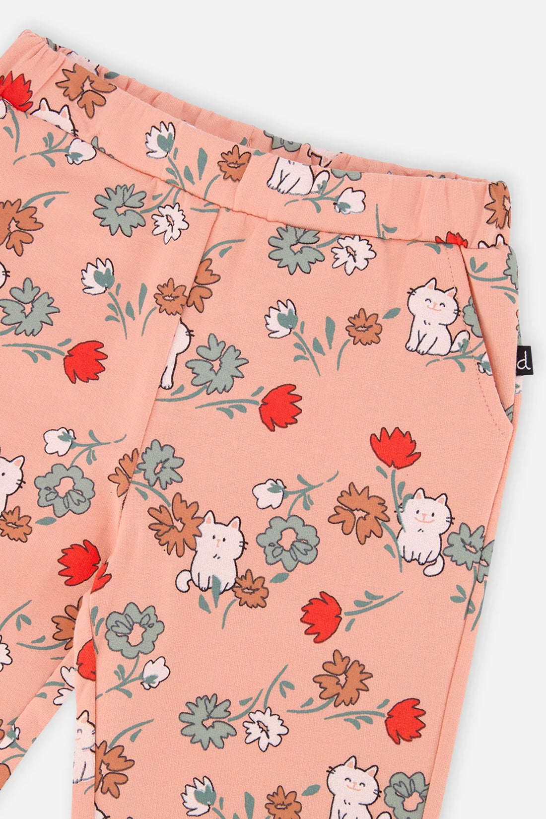 French Terry Sweatpants Pink Cat Print