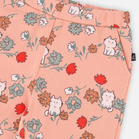 French Terry Sweatpants Pink Cat Print