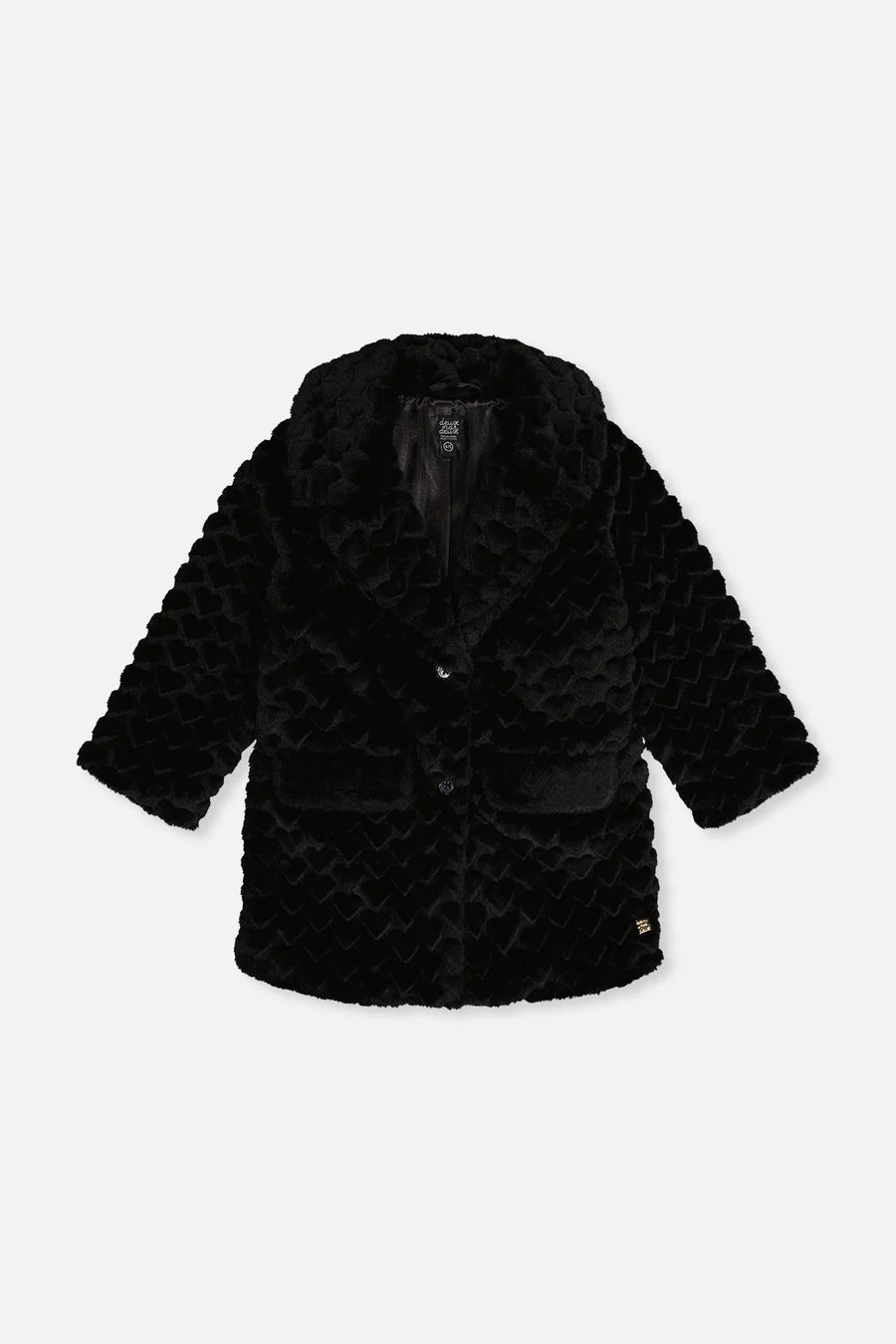 Faux Fur Long Coat Black