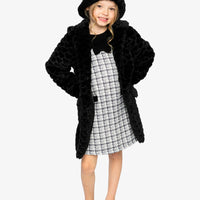 Faux Fur Long Coat Black