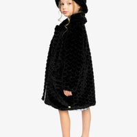 Faux Fur Long Coat Black