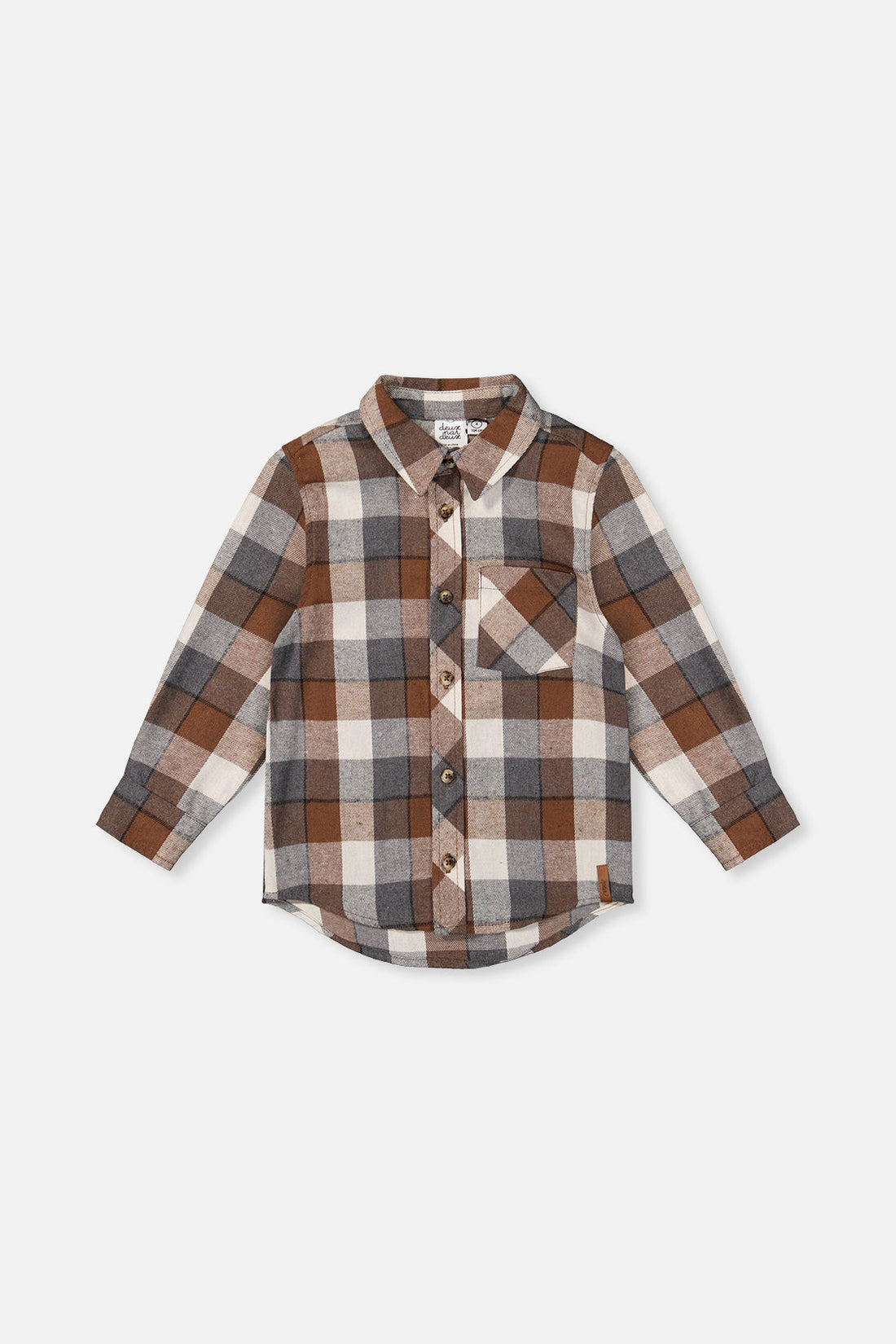Flannel Shirt Grey And Beige Plaid