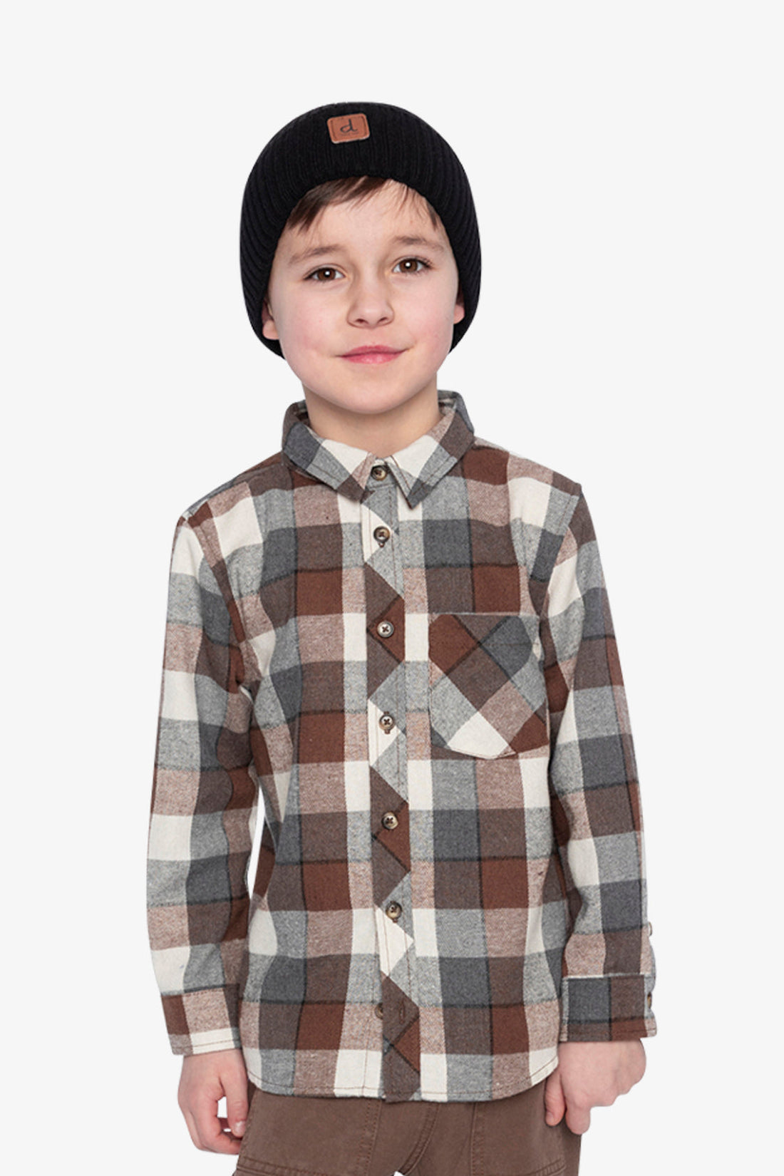 Flannel Shirt Grey And Beige Plaid
