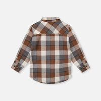 Flannel Shirt Grey And Beige Plaid