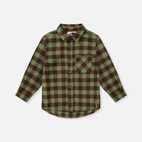 Brushed Flannel Shirt Green And Brown Plaid