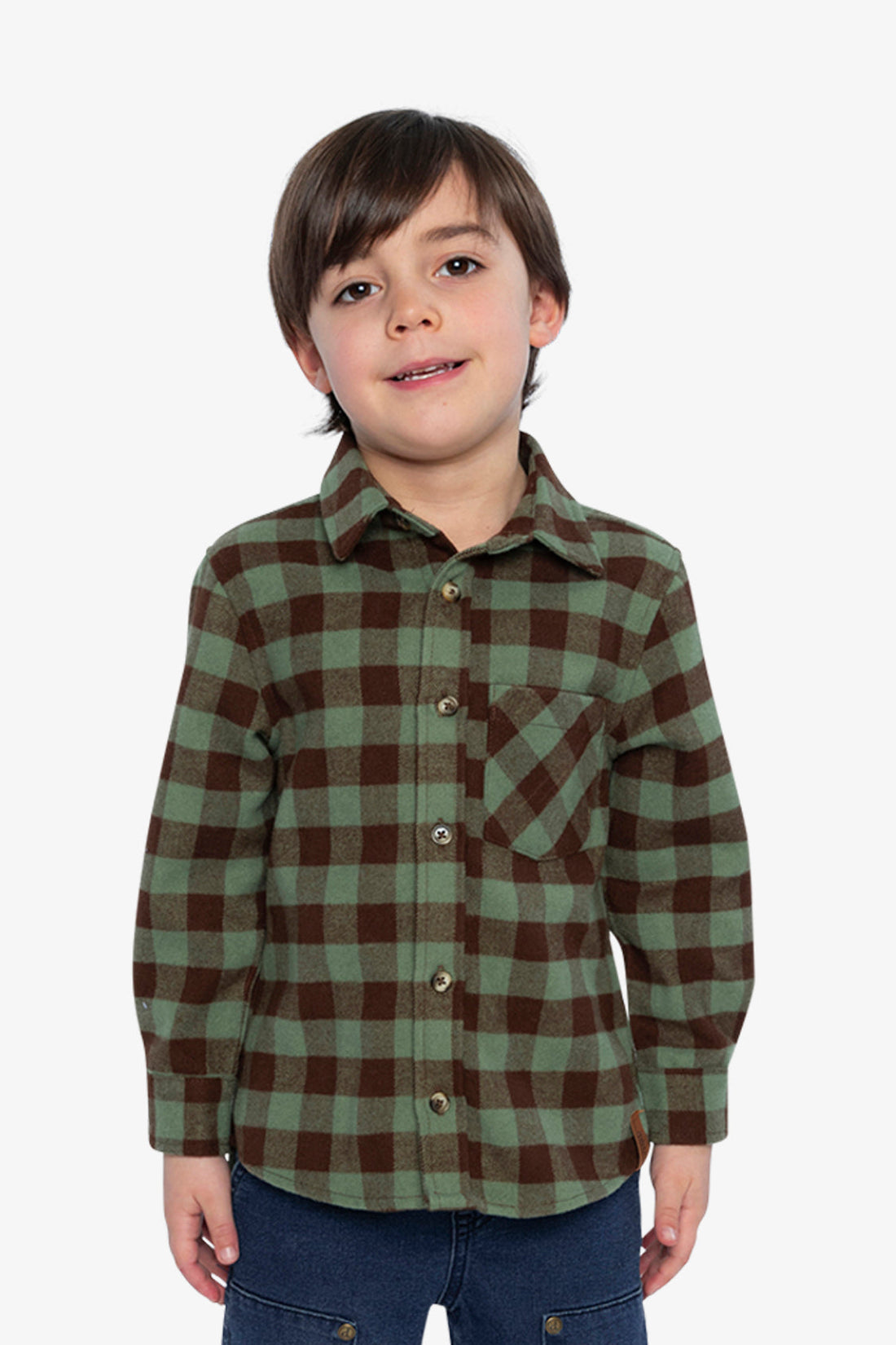 Brushed Flannel Shirt Green And Brown Plaid