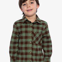 Brushed Flannel Shirt Green And Brown Plaid