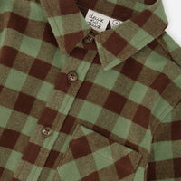 Brushed Flannel Shirt Green And Brown Plaid