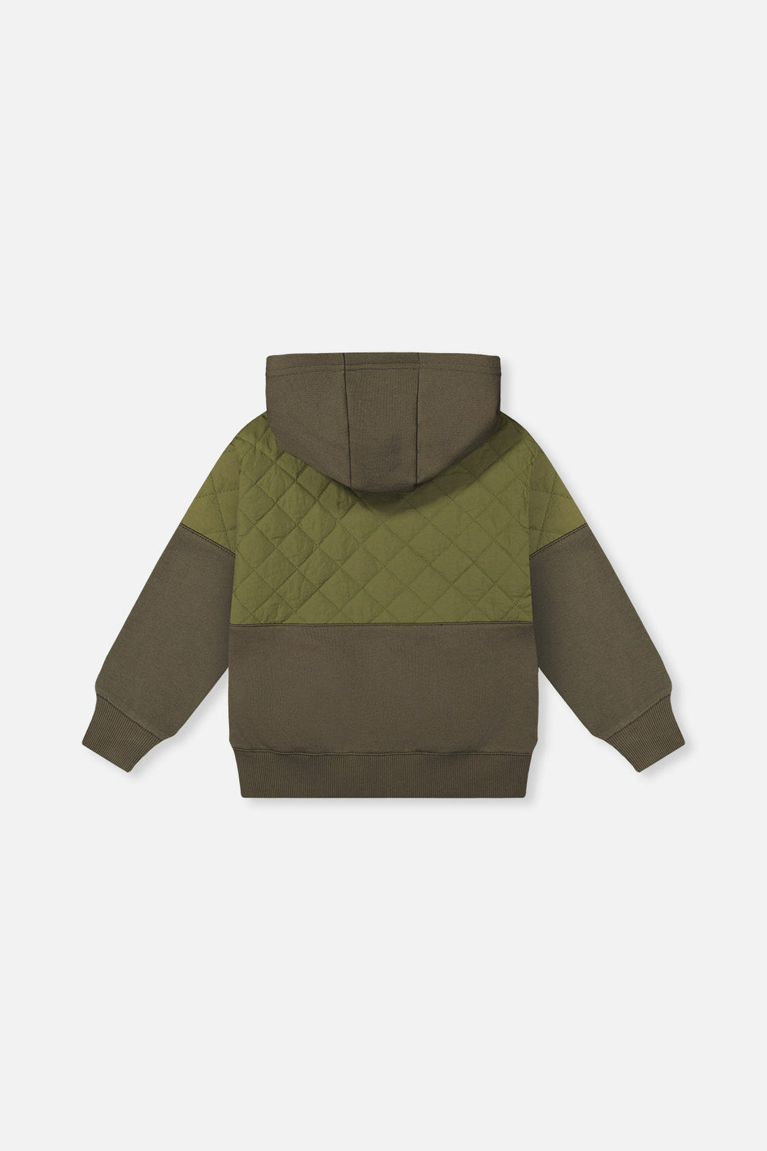 Full Zip Hooded Bi-Material Hoodie Green