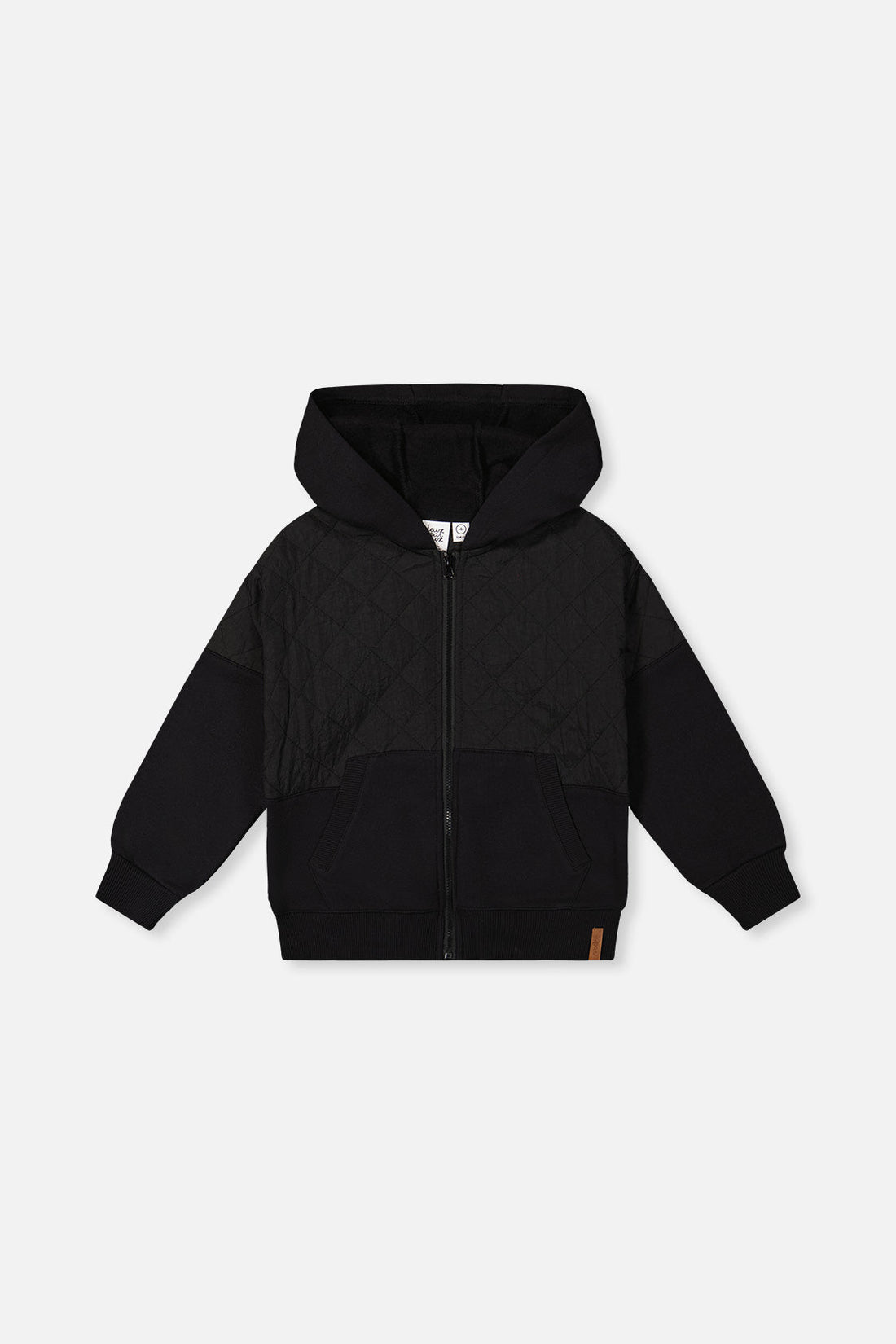 Full Zip Hooded Bi-Material Hoodie Black