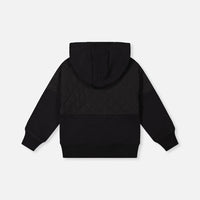 Full Zip Hooded Bi-Material Hoodie Black