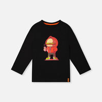 Long Sleeve Organic Cotton T-Shirt Black And Red