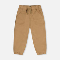 Stretch Canvas Jogger Pants Beige