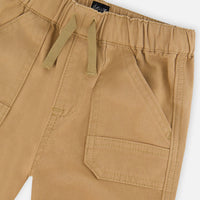 Stretch Canvas Jogger Pants Beige