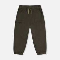 Stretch Canvas Jogger Pants Very Dark Green