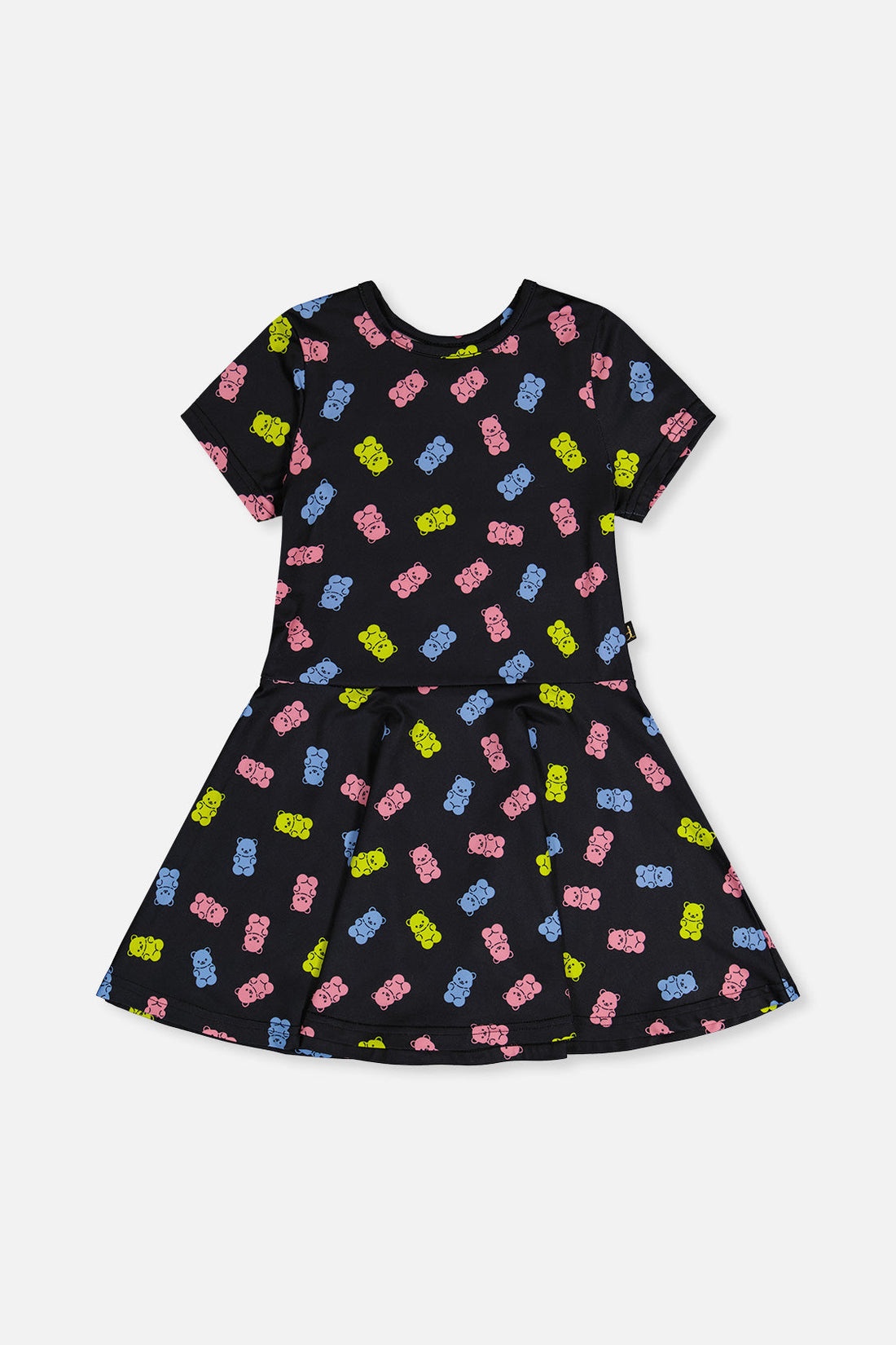 Short Sleeve Dress Black Printed Gummy Bears