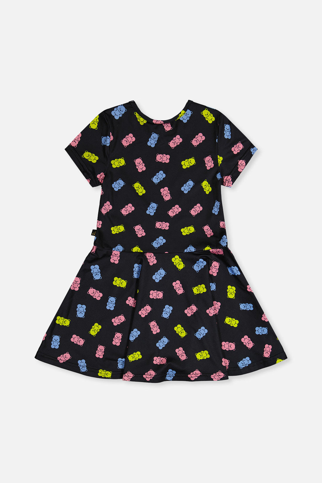 Short Sleeve Dress Black Printed Gummy Bears