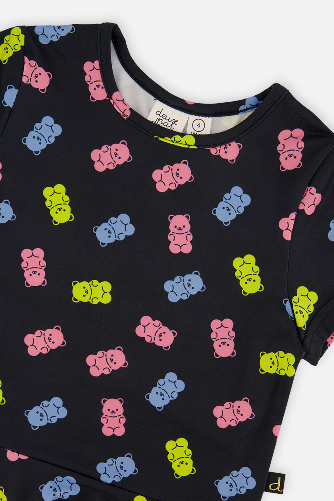 Short Sleeve Dress Black Printed Gummy Bears