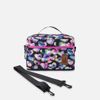 Lunch Box Black Printed With Hearts