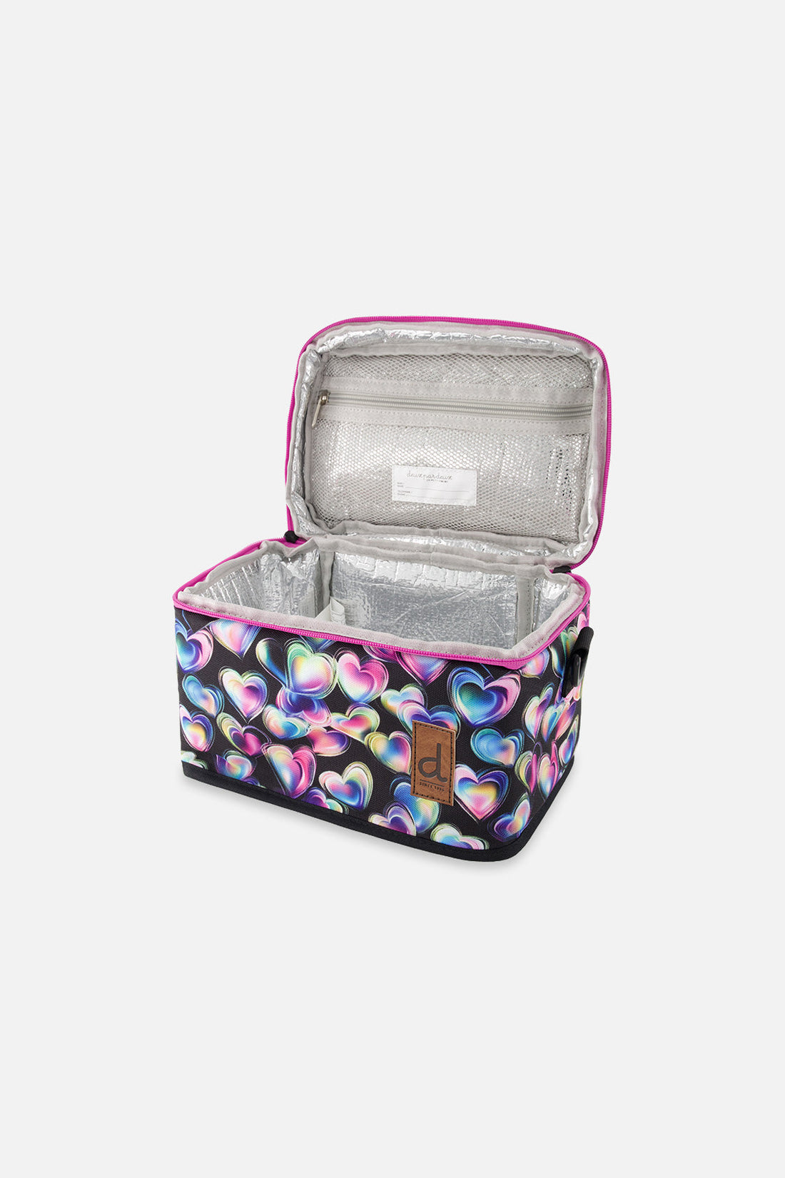 Lunch Box Black Printed With Hearts