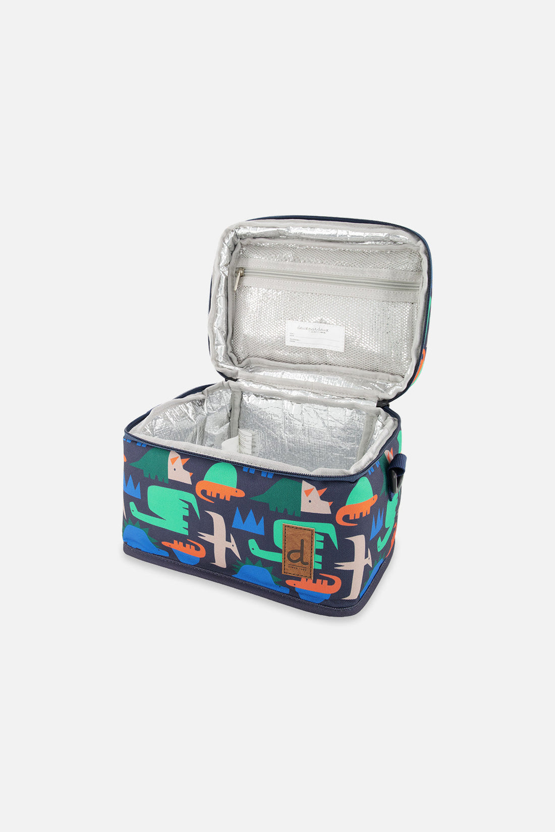 Lunch Box Navy Dinosaur Print