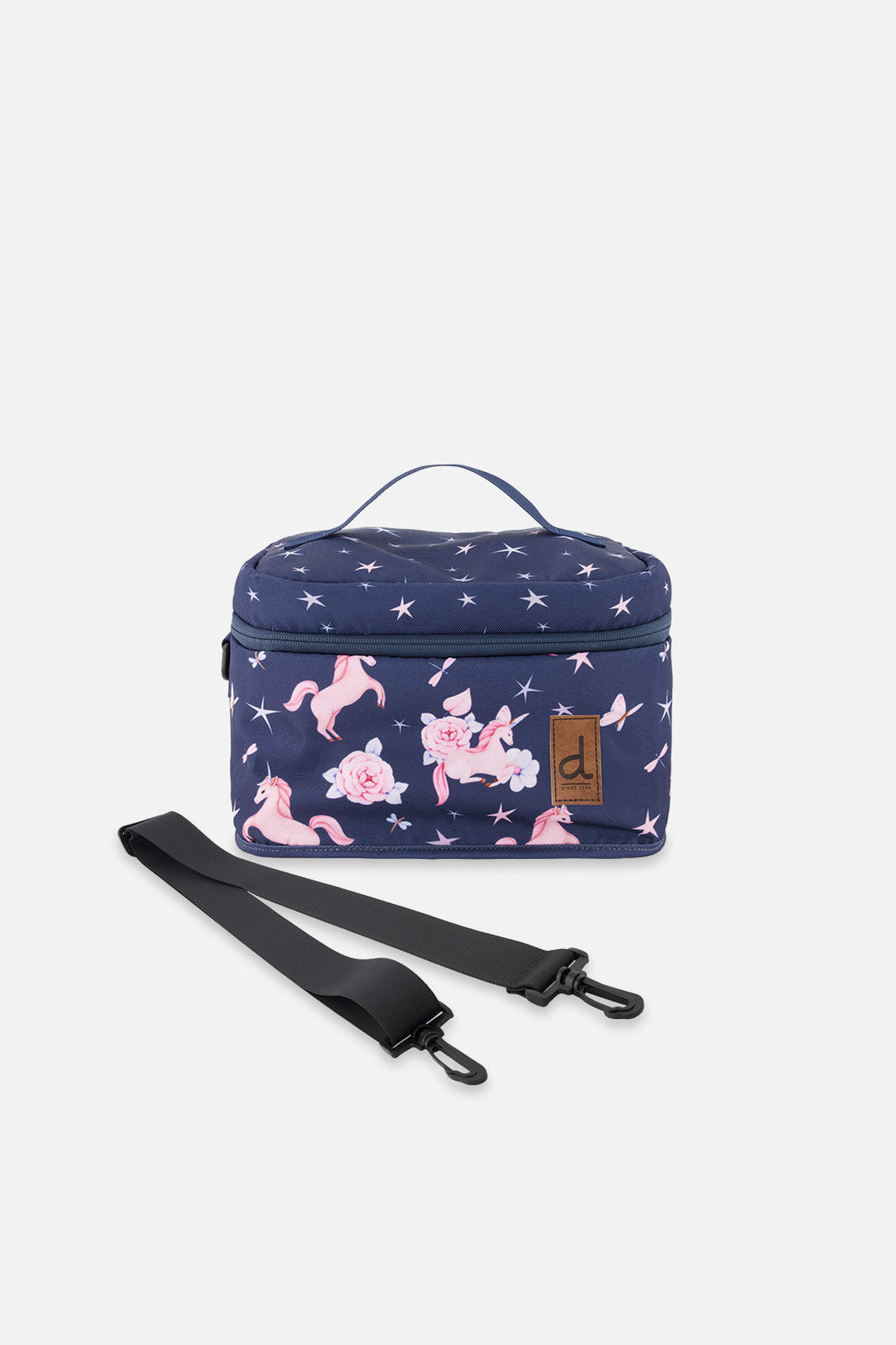 Lunch Box Navy Unicorn Print