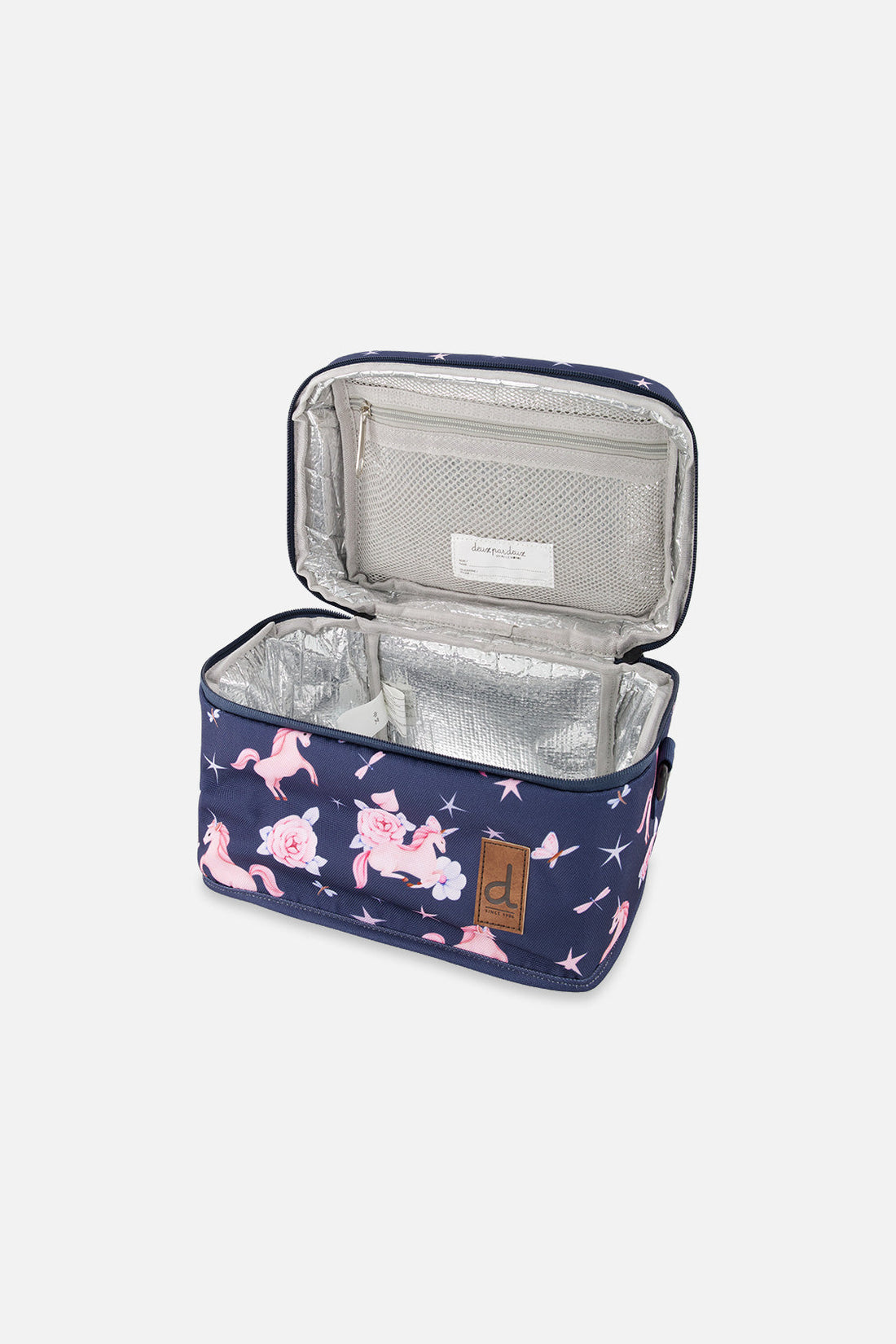 Lunch Box Navy Unicorn Print