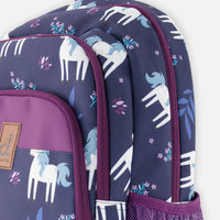 Little Kids Backpack Blue Unicorn Print