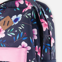 Kids Backpack Blue Floral Print