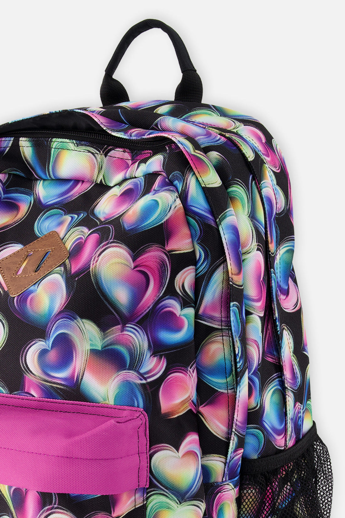 Kids Backpack Black Printed With Hearts