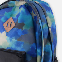 Kids Backpack Blue And Grey Camouflage