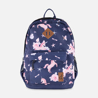 Kids Backpack Navy Unicorn Print