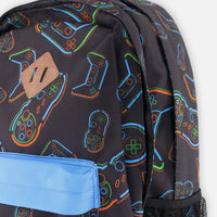 Kids Backpack Black Printed Controller